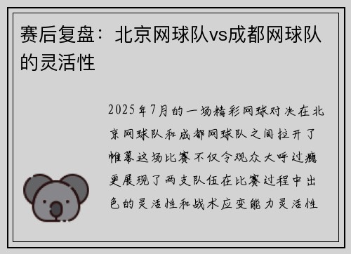 赛后复盘：北京网球队vs成都网球队的灵活性